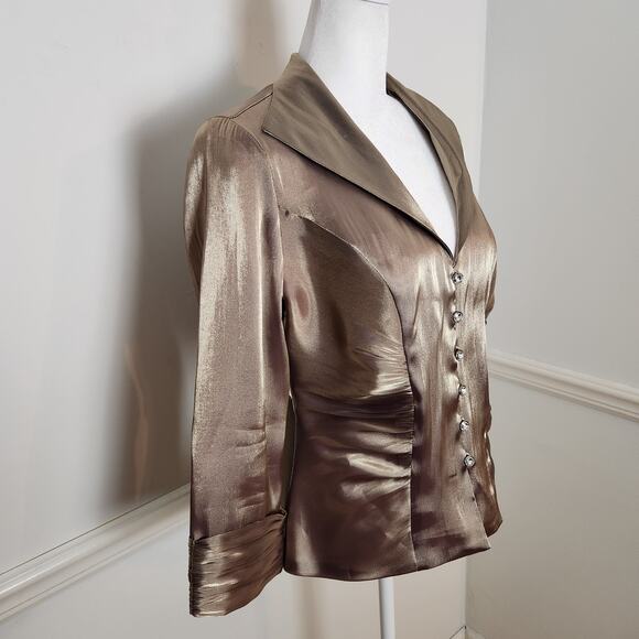 Vintage Joseph Ribkoff Jacket Size US 8 Womens Gold Buttonup Cocktail Formal - Picture 5 of 16
